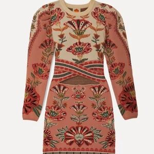 NWT! FARM RIO Riad Cream Knit Long Sleeve Dress Size M